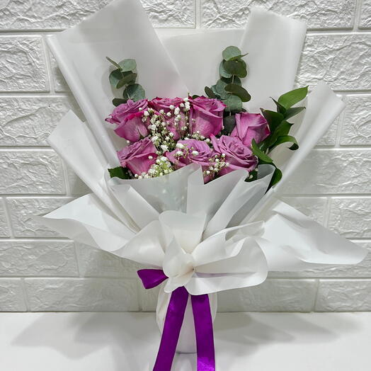 7 Purple Roses Bouquet