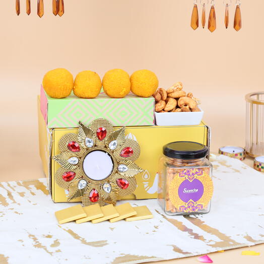 Diwali Sweets and Savoury Yellow Gift Box