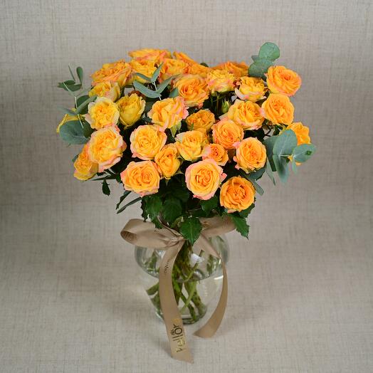 9 Eternal Flame Roses In a Glass Vase