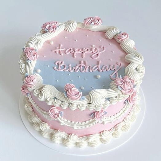 Pink   blue  Butter cream cake for Birthday cake