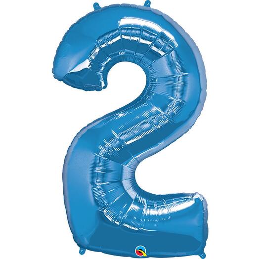 Blue Number Two Helium Balloon