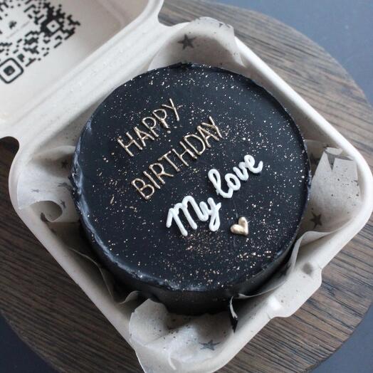 Бенто торт черный Happy birthday