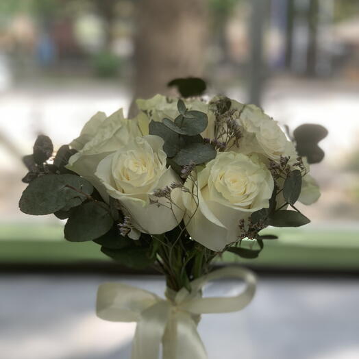Bridal bouquet of white roses