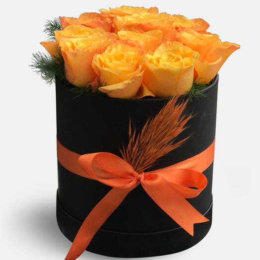 Orange roses in box