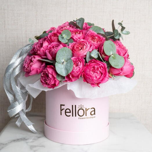 Pink Peony Roses In A Box
