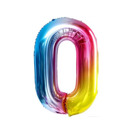 Шар фольгированный 85см* 40" «Цифра 0», радуга