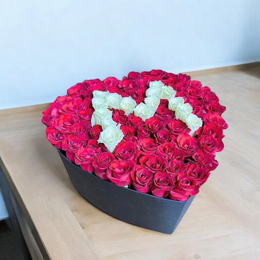 Red rose Heart box flowers