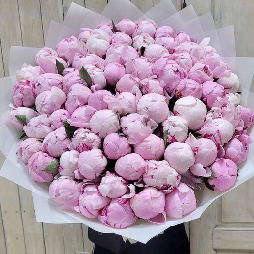 Bouquet of 101 pink peony