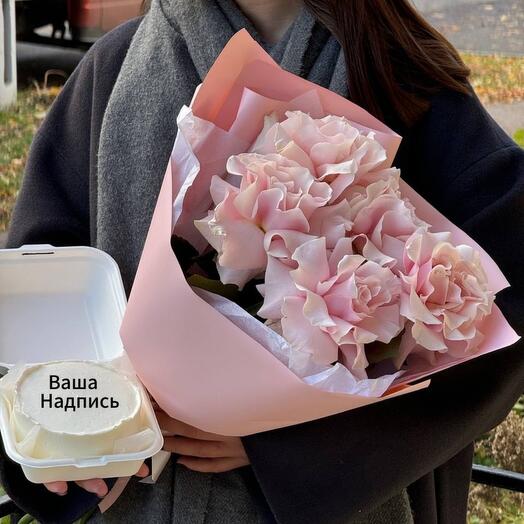 Букет из роз + бенто-торт