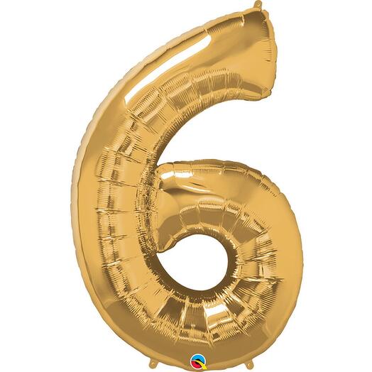 Golden Number Six Helium Balloon