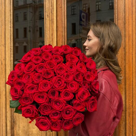 51 Красная Роза 60см под ленту