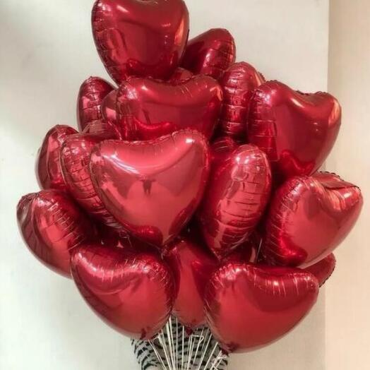 Воздушные шары сердце  21шт