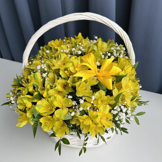 Alstroemeria bouquet in a basket