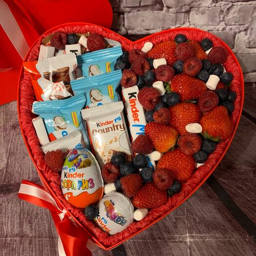 Heart with kinder and berries "With love"