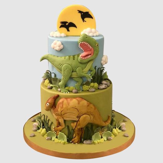 2 Tier Dinosaur Theme Cake