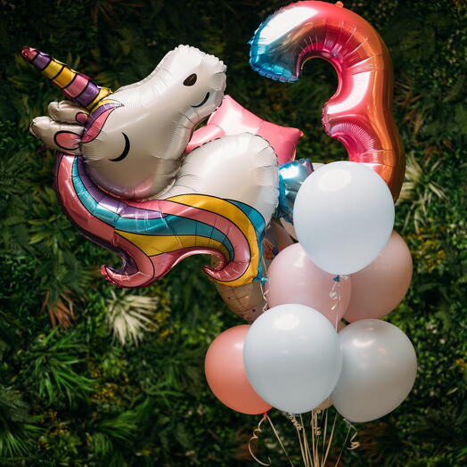 Premium balloon set Unicorn set with a number