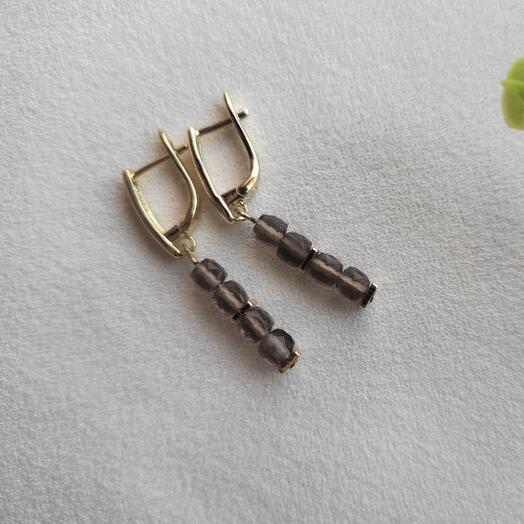 Серьги из раухтопаза (дымчатого кварца)