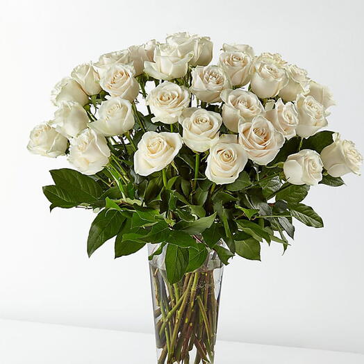 White roses in vase