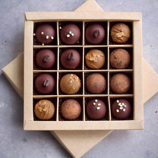Assorted truffles without white sugar