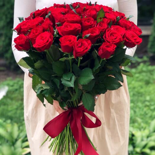 Bouquet of 51 red roses "Ardent Passion"