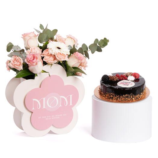 Blissful Flowers for MOM With Hazelnut Cake