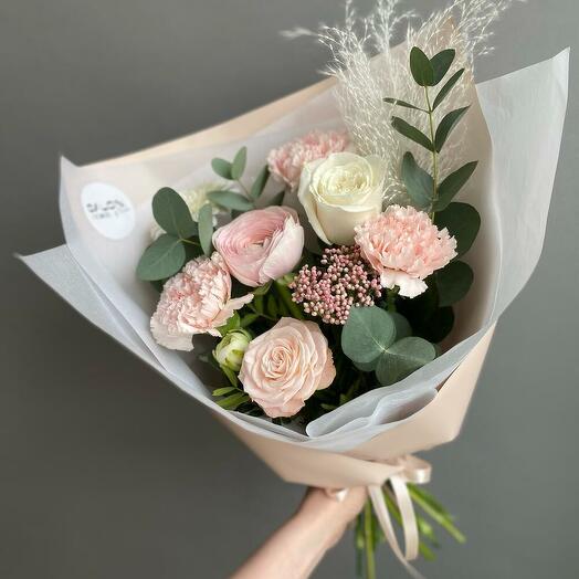 Study in Pink delicate florist s special bouquet with Ranunculus