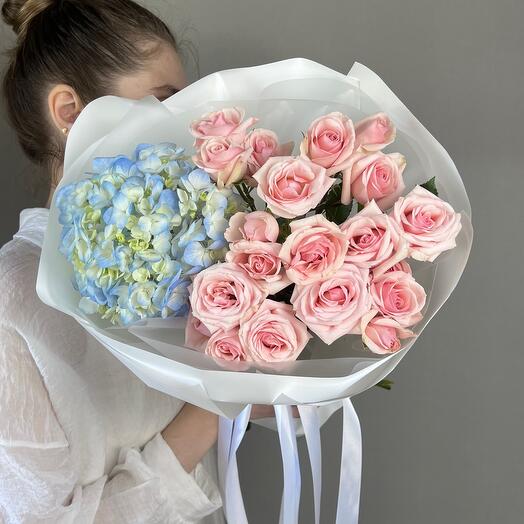 Hydrangea with bush roses
