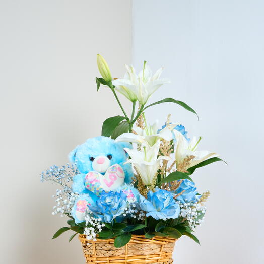 Bundle of Joy - Baby Boy Floral Basket