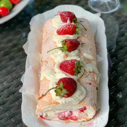 Gluten free and sugar free, high protein Swiss Meringue Roll