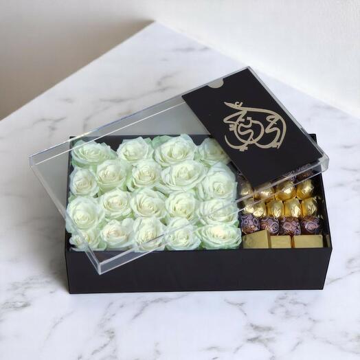 My Mother Is My White Heaven – White Roses   Belgian Chocolates Gift Box