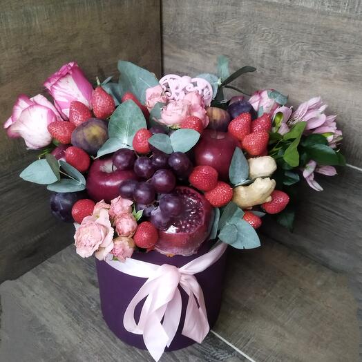 Ramo comestible de frutas y flores