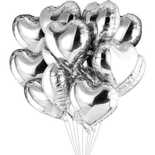 9 Silver Heart Shaped Helium filled  Foil Balloon