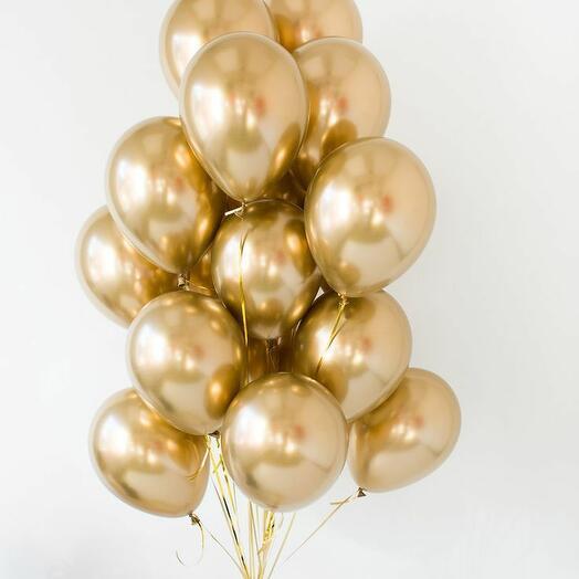 15 Golden Color Helium Metallic Balloons