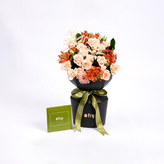 Peach Roses and Lisianthus Flowers