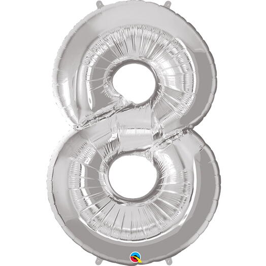 Silver Number Eight Helium Balloon