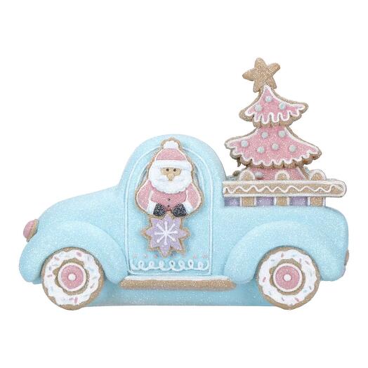 Santa in Car Gingerbread Poly Sugar Look 17cm