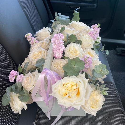 A box of peony roses