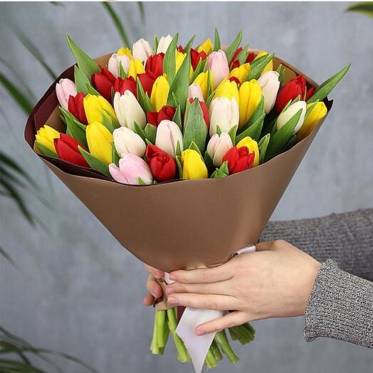 Flower Bouquet of 39 Mixed colour tulip