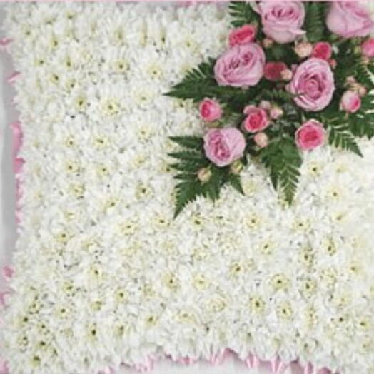 18" Funeral Tribute cushion with 1 spray