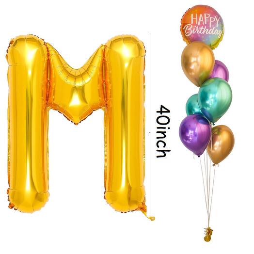 Alphabet Balloon With Metalic Balloons Bunch