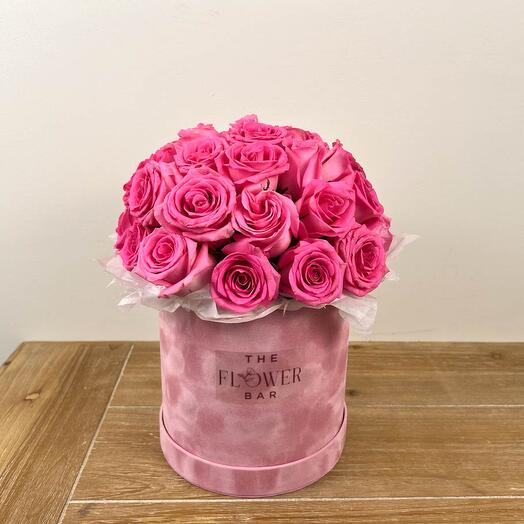 Velvet Box With 35  Pink Roses