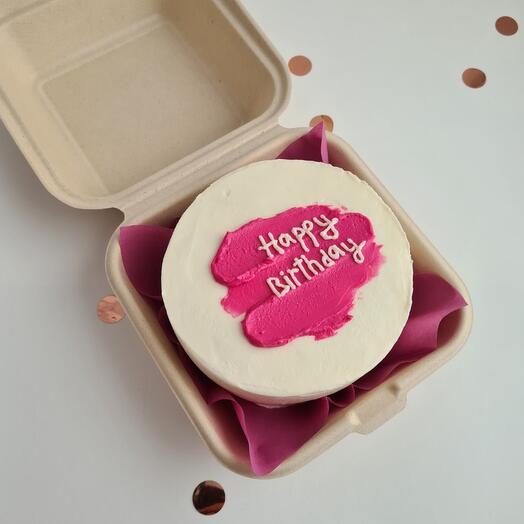Бенто тортик клубника ваниль "Happy birthday"