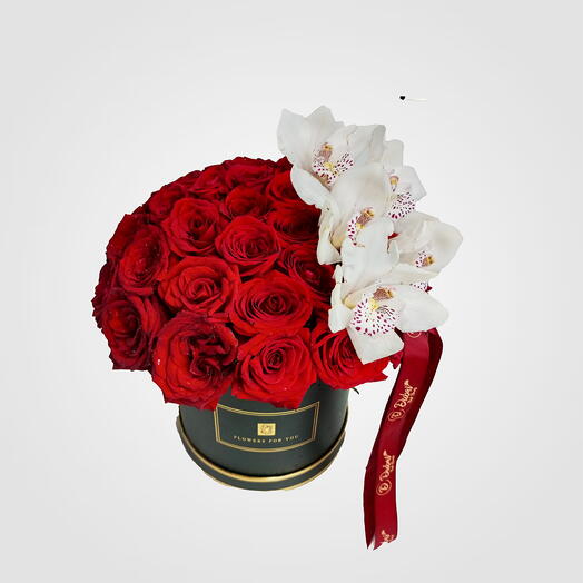 Red Roses N Cymbidium Box