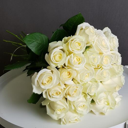 25 white roses. A bouquet of white roses. Delivery of white roses