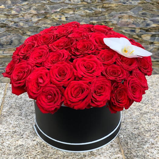 55 rose arrangement in a box