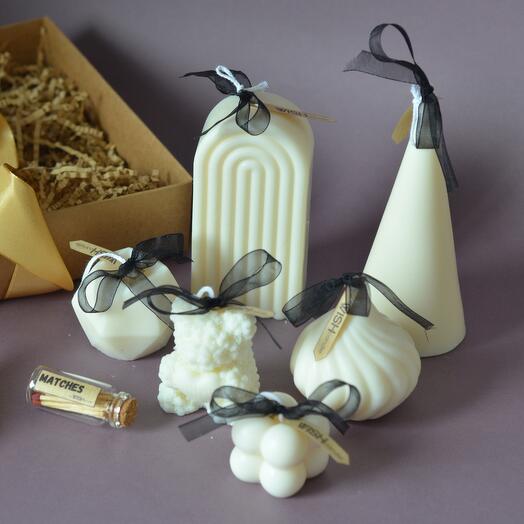 Gift set with a form candles from soy wax
