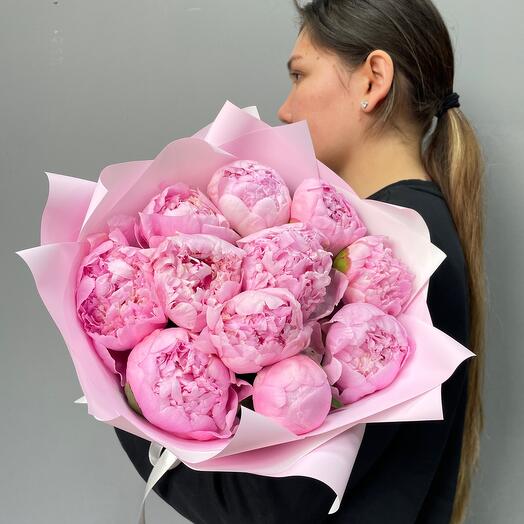 Монобукет из 11 ароматных Пионов Сара Бернар peony (0006)