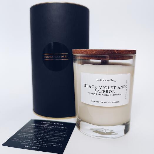 Ароматическая свеча Lux 250 ml в тубусе с ароматом Черная фиалка и шафран