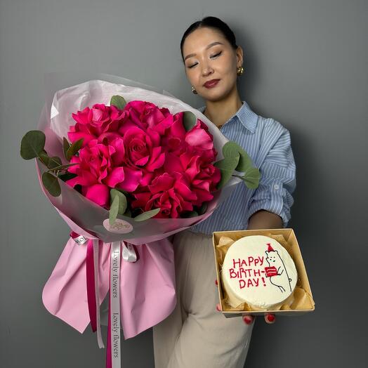 Букет французских роз + бенто