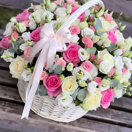 White and pink mix in basket